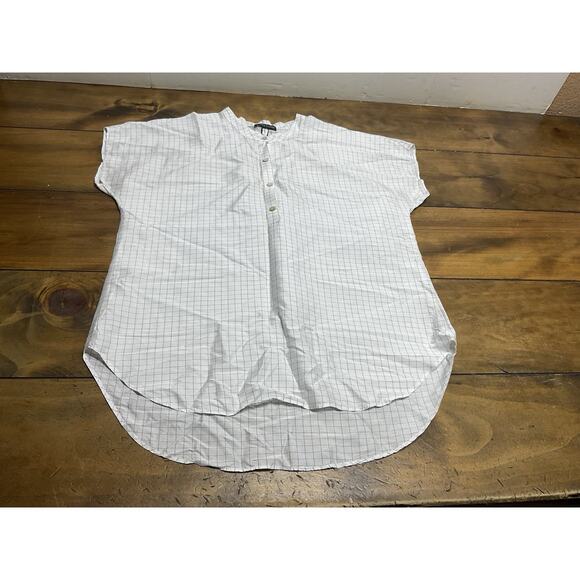 Eileen Fisher 100% Silk Check Mandarin Collar Size XXS - Picture 1 of 10